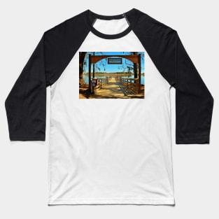 Riverfront Fishing Pier Baseball T-Shirt